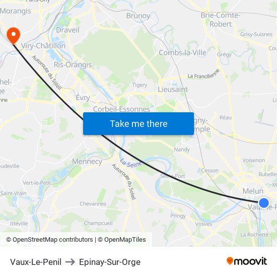 Vaux-Le-Penil to Epinay-Sur-Orge map