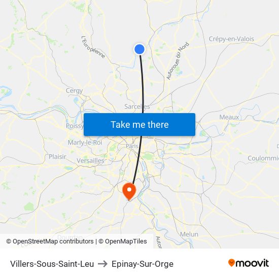 Villers-Sous-Saint-Leu to Epinay-Sur-Orge map