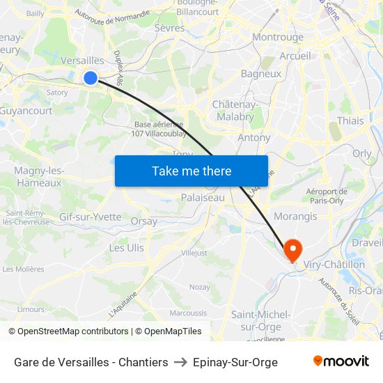 Gare de Versailles - Chantiers to Epinay-Sur-Orge map
