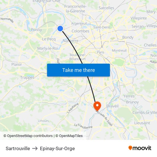 Sartrouville to Epinay-Sur-Orge map