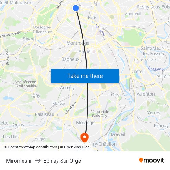 Miromesnil to Epinay-Sur-Orge map