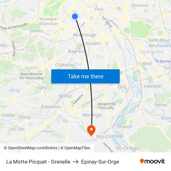 La Motte-Picquet - Grenelle to Epinay-Sur-Orge map