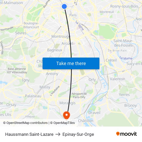 Haussmann Saint-Lazare to Epinay-Sur-Orge map