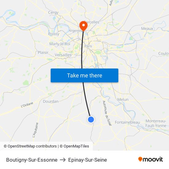 Boutigny-Sur-Essonne to Epinay-Sur-Seine map