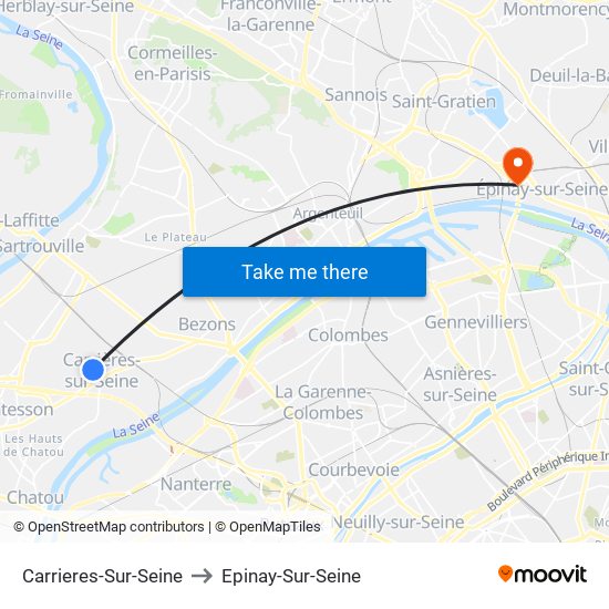 Carrieres-Sur-Seine to Epinay-Sur-Seine map