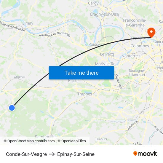 Conde-Sur-Vesgre to Epinay-Sur-Seine map