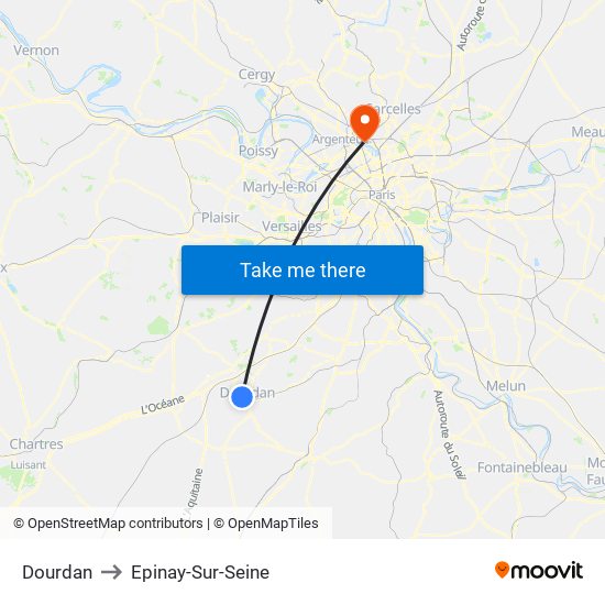 Dourdan to Epinay-Sur-Seine map