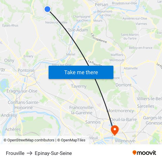 Frouville to Epinay-Sur-Seine map