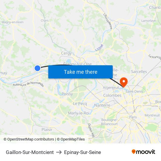 Gaillon-Sur-Montcient to Epinay-Sur-Seine map