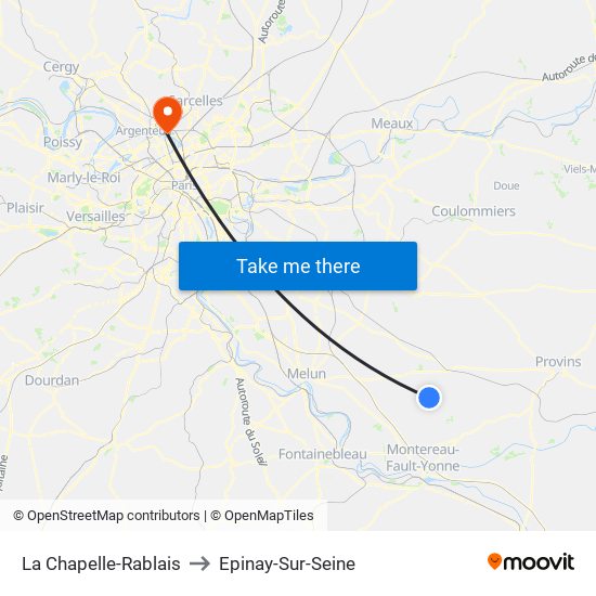 La Chapelle-Rablais to Epinay-Sur-Seine map