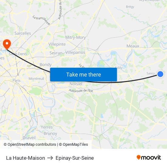 La Haute-Maison to Epinay-Sur-Seine map
