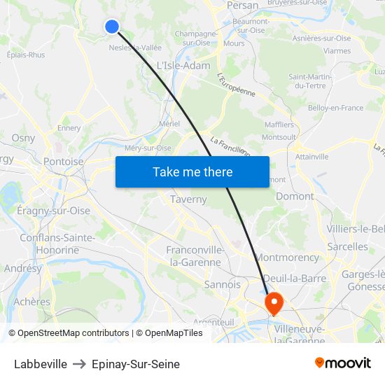 Labbeville to Epinay-Sur-Seine map