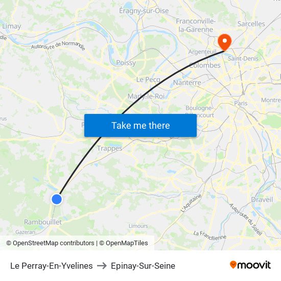 Le Perray-En-Yvelines to Epinay-Sur-Seine map