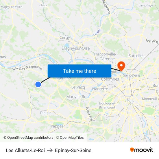 Les Alluets-Le-Roi to Epinay-Sur-Seine map
