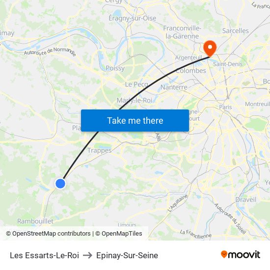 Les Essarts-Le-Roi to Epinay-Sur-Seine map