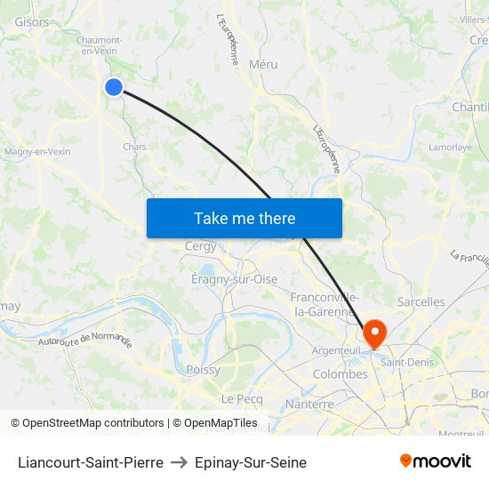 Liancourt-Saint-Pierre to Epinay-Sur-Seine map