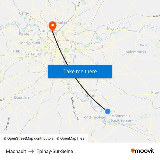 Machault to Epinay-Sur-Seine map