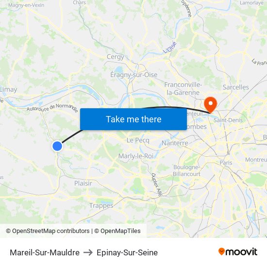 Mareil-Sur-Mauldre to Epinay-Sur-Seine map
