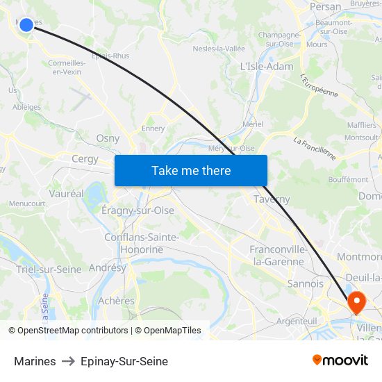 Marines to Epinay-Sur-Seine map