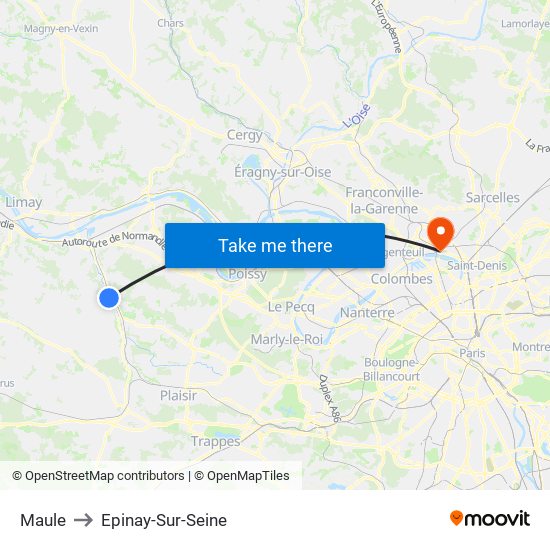 Maule to Epinay-Sur-Seine map
