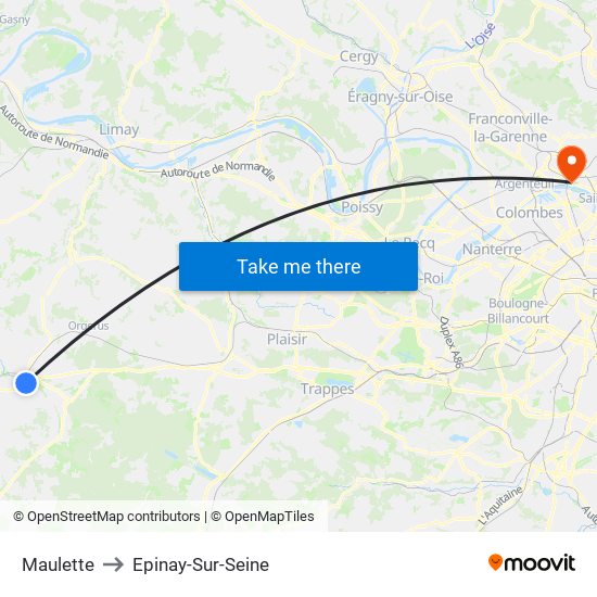 Maulette to Epinay-Sur-Seine map