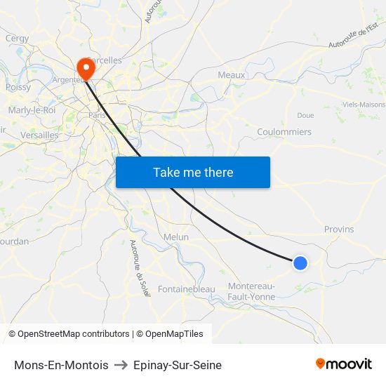 Mons-En-Montois to Epinay-Sur-Seine map