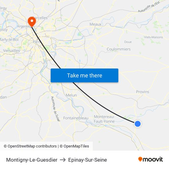 Montigny-Le-Guesdier to Epinay-Sur-Seine map