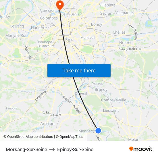 Morsang-Sur-Seine to Epinay-Sur-Seine map