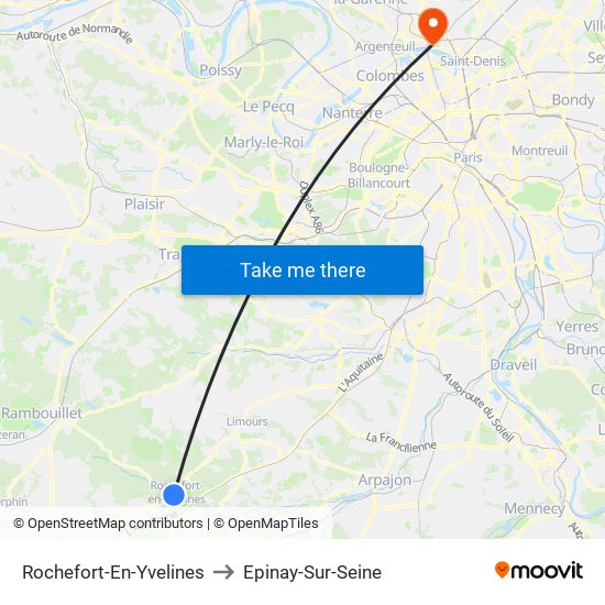 Rochefort-En-Yvelines to Epinay-Sur-Seine map