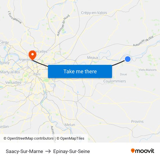 Saacy-Sur-Marne to Epinay-Sur-Seine map