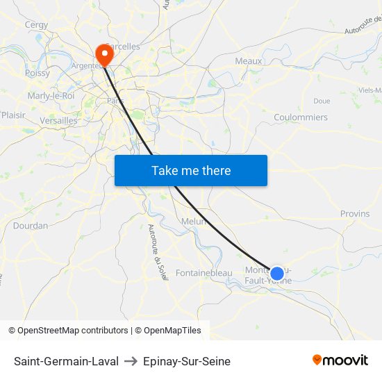 Saint-Germain-Laval to Epinay-Sur-Seine map