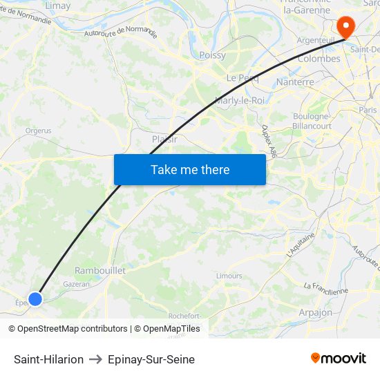 Saint-Hilarion to Epinay-Sur-Seine map