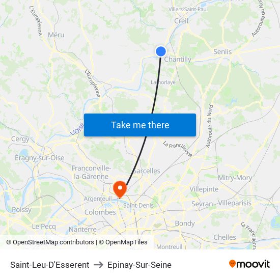 Saint-Leu-D'Esserent to Epinay-Sur-Seine map