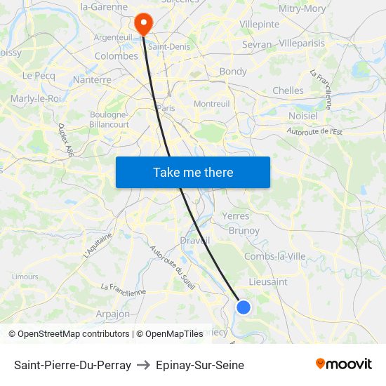 Saint-Pierre-Du-Perray to Epinay-Sur-Seine map