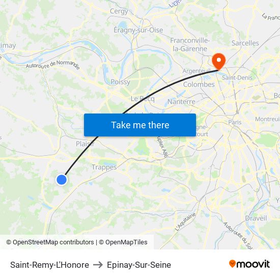 Saint-Remy-L'Honore to Epinay-Sur-Seine map