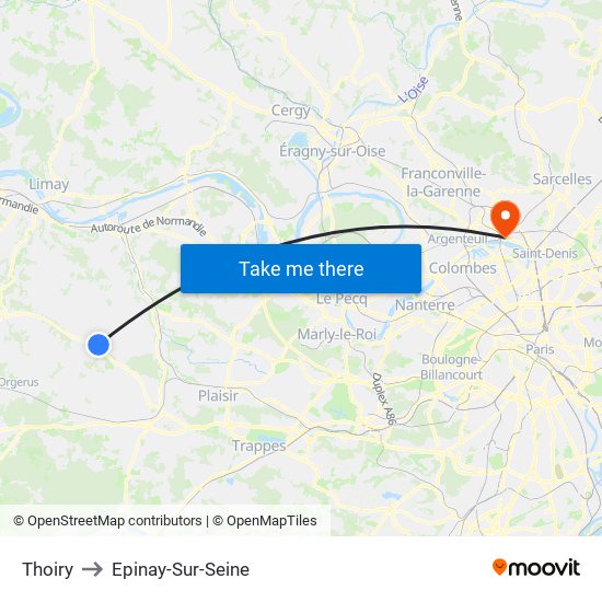 Thoiry to Epinay-Sur-Seine map