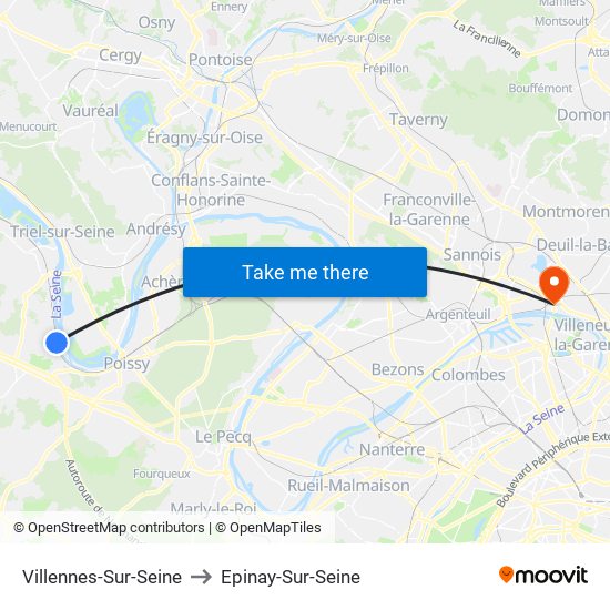 Villennes-Sur-Seine to Epinay-Sur-Seine map