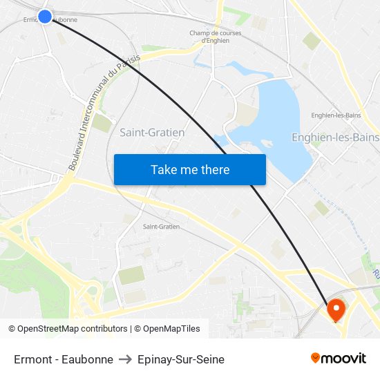 Ermont - Eaubonne to Epinay-Sur-Seine map