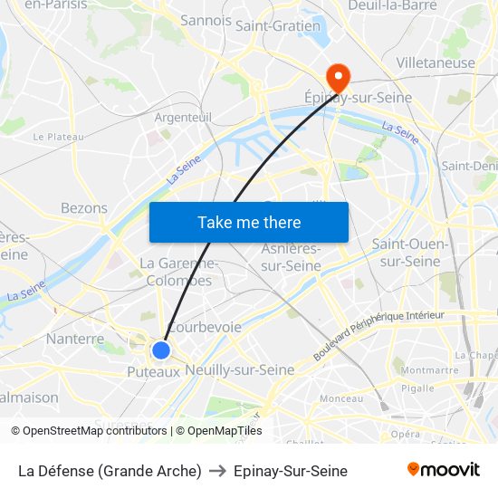 La Défense (Grande Arche) to Epinay-Sur-Seine map