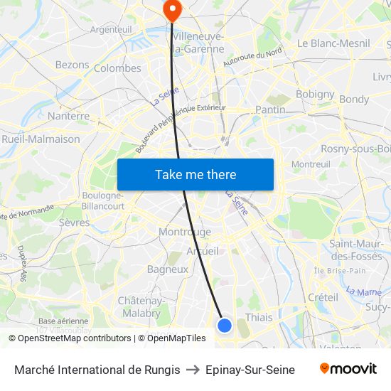 Marché International de Rungis to Epinay-Sur-Seine map