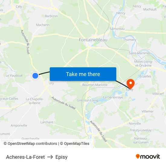 Acheres-La-Foret to Episy map