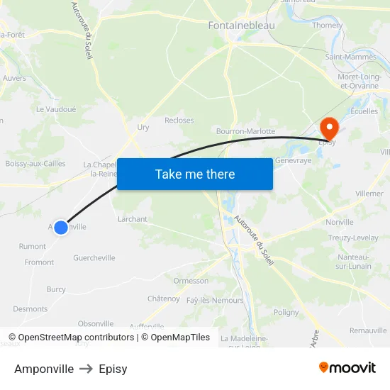 Amponville to Episy map