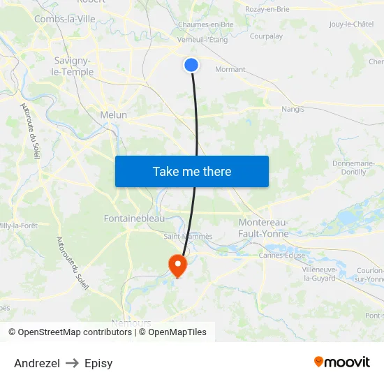 Andrezel to Episy map