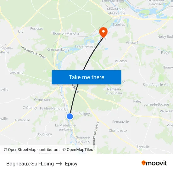 Bagneaux-Sur-Loing to Episy map