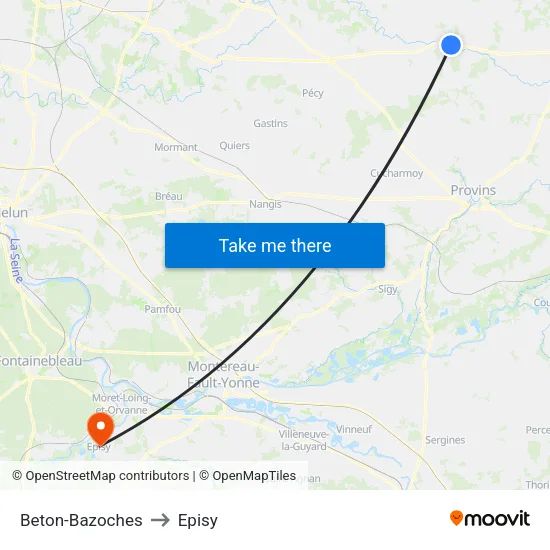 Beton-Bazoches to Episy map