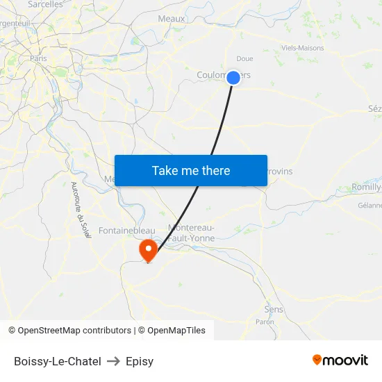 Boissy-Le-Chatel to Episy map
