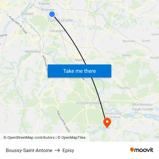 Boussy-Saint-Antoine to Episy map