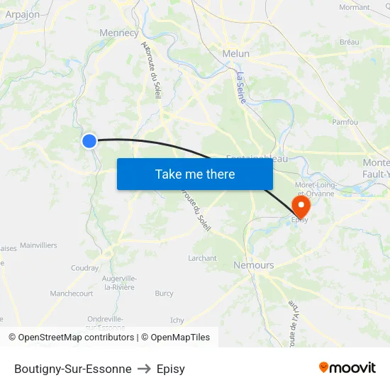 Boutigny-Sur-Essonne to Episy map