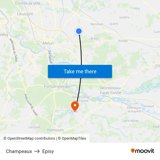 Champeaux to Episy map
