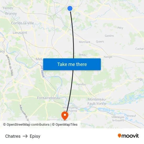 Chatres to Episy map